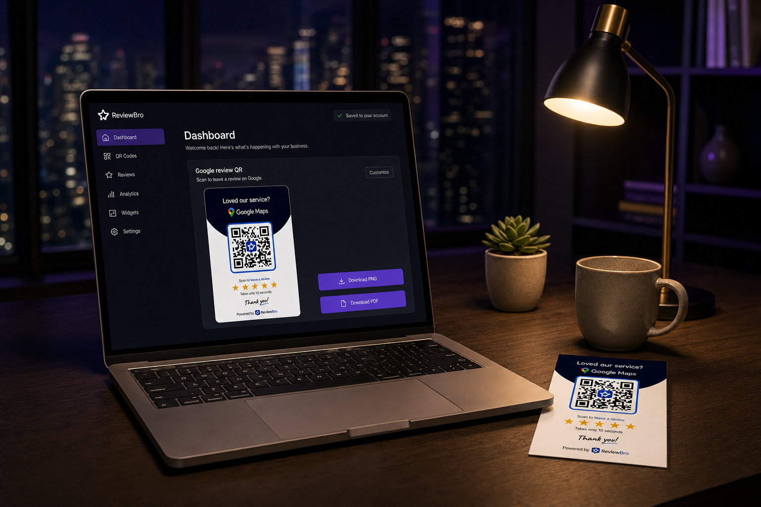Download after free signup - Google review QR setup