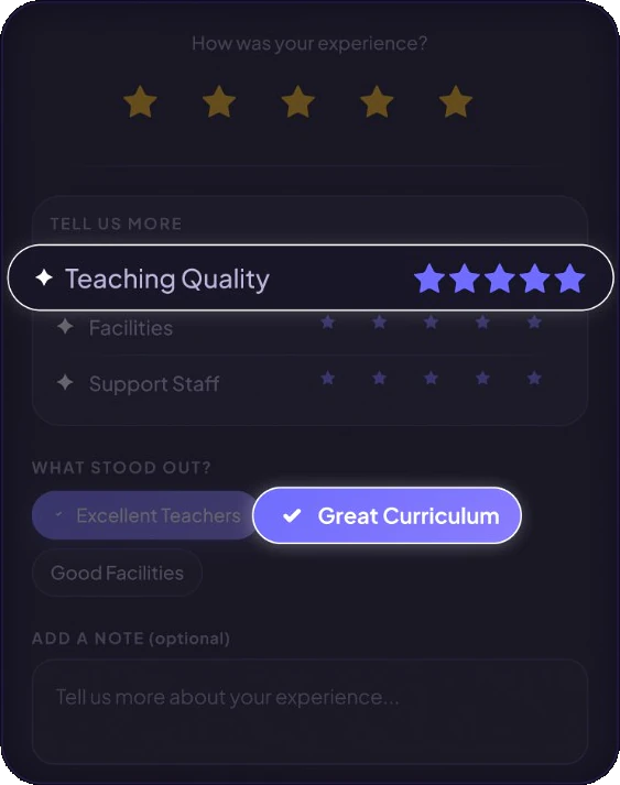 Add what stood out for Restaurants — ReviewBro review generator guide step